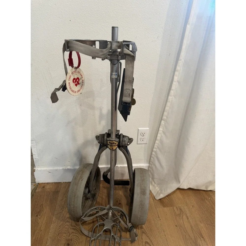 Vintage Browning Bag Boy Collapsible Golf Pull Cart Aluminum Antique Golf Caddy